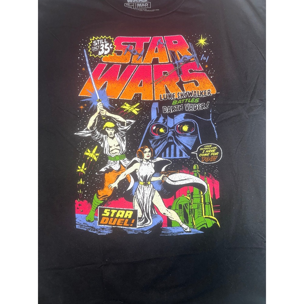 Star Wars Mad Engine Graphic Tee Shirt Black XL Luke Skywalker Darth Vader Comic